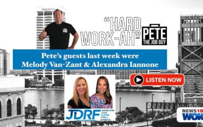 Pete’s guests were Alexandra Iannone and Melody Van-Zant, both representing JDRF of North Florida.  Listen & learn more about T1D, some of the recent advancements that JDRF has helped fund, and the upcoming Miracles Gala on October 19th!